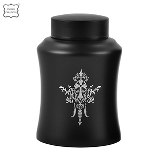 <b>Mat</b> Black Memorial Box Love Pet Funeral Box Adult Cremation Urn for Human and <b>Cat</b> Ashes Metal Funeral Supplies - Product Image 2
