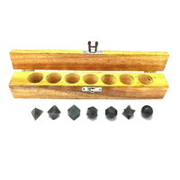 Lot de Solides Platoniques Naturels en Aventurine Grise avec Boîte en Bois – Pierres de Guérison en Cristal pour la Géométrie Sacrée