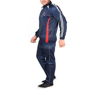 Ensemble de survêtement en polyester pour homme avec veste à fermeture éclair et pantalon de jogging pour l'entraînement Survêtement en polyester deux pièces pour la course à pied pour homme - Product Image 2