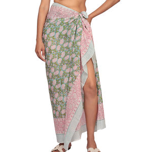 Magnifique sarong en coton imprimé à la main, imprimé floral, pareo, tissu de plage pour femmes, couvre-bikini, couvre-corps, couvre-nuque, couvre-maillot de bain - Product Image 1