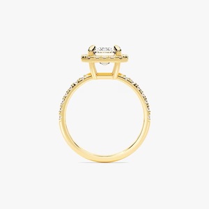 2,0 CTW Emerald Cut Lab Grown Diamond Anillo de compromiso Anillo de Boda nupcial con Halo Lab Creado Moissanite Jewelry - Product Image 2