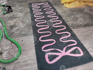 2024 Custom-Size Modern Hand Tufted Woolen <b>Runner</b> Rug Highly Durable Green Pink for Home Living Room Floor Application - Product Image 2