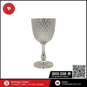 Antique Style Silver Goblet <b>Cups</b> Set | Embossed Metal Chalice Decorative Tableware <b>for</b> Home Decor Gifting Collectible Premium - Product Image 6