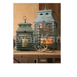 Juego de estilo único de 2 linternas de persiana azul Vintage para el hogar, Hotel, boda, fiesta, Festival, artículo de decoración - Product Image 1