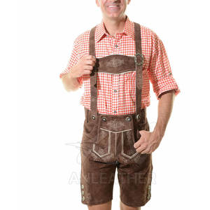 Pantalones cortos bávaros antiguos de piel de cabra con logotipo personalizado para hombre, pantalones cortos de artillería con botones, diferentes colores disponibles - Product Image 3