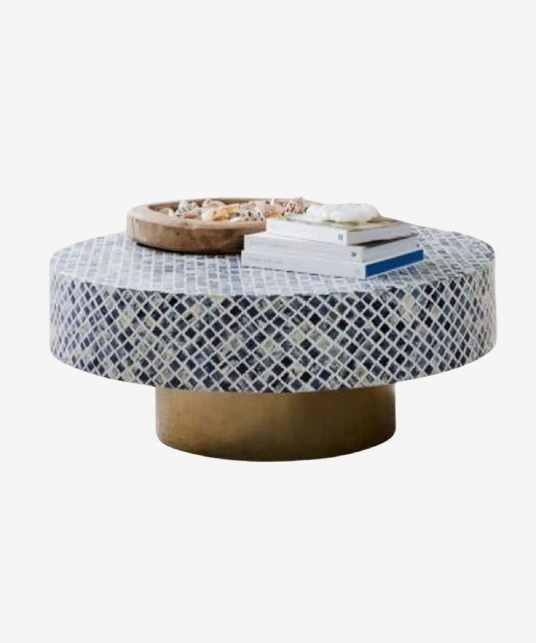 Mesa de centro con diseño de Targua con incrustaciones de hueso hechas a mano para sala de estar, muebles con incrustaciones de hueso, mesa de centro redonda, mesa de centro de cóctel