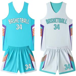 Maillots de basket-ball personnalisés pour hommes et jeunes, imprimés, réversibles, en mesh, uniforme de basket-ball vierge, maillot de basket-ball réversible - Product Image 3