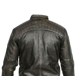 Veste en cuir à col montant pour homme coupe ajustée classique, confortable et décontractée, avec poche zippée, tissu en toile de style urbain - Product Image 6