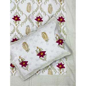 Parure de lit double 100 % coton imprimée à la main avec taie d'oreiller, motif floral classique, écologique, taille King, lot de 3 - Product Image 1