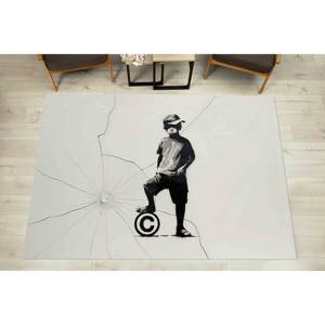 Tapis Banksy : Motif Ball and Boy, Tapis imprimé lavable en machine, avec poils doux - Product Image 2