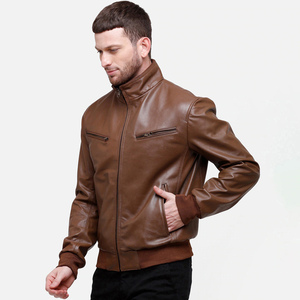 2025 diseño superior de alta calidad OEM personalizado al aire libre Vintage liso monocromo impermeable soporte de lona chaqueta de cuero de invierno para hombres - Product Image 2