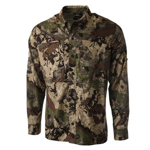 Chemise de pêche camouflage personnalisée, respirante, confortable, en tissu extensible, camouflage délavé, vintage, manches courtes, pour la chasse - Product Image 1