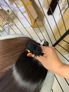 Extensions de cheveux I Tip, kératine pré-collée, 100% cheveux vierges vietnamiens, qualité supérieure, couleur noire - Product Image 4