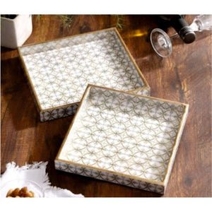 Plateau de service en bois MDF carré avec finition brillante Impression numérique Émail Comptage Artisanat Technologie Plateau décoratif - Product Image 1