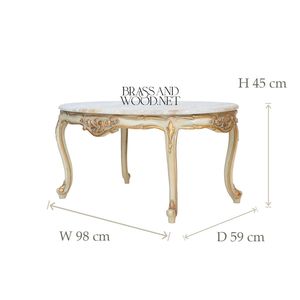 Mesa de Centro Clásica de Lujo con Tapa de Mármol Blanco, Patas Talladas en Oro Ornamentadas, Acabado de Diseño Europeo Elegante - Product Image 4