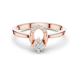 Bague en diamant de laboratoire en forme de fer à cheval 0,183 CT pour femme, diamants CVD VVS-VS EF, or 18 carats, 14 carats, 10 carats et argent 925, rose, jaune - Product Image 3