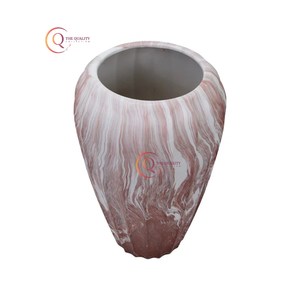 แจกันดอกไม้หินอ่อนทำด้วยมือสำหรับตกแต่งบ้านแจกันด้วยเฉดสีแดงและสีขาวอุปกรณ์ตกแต่งบ้านกระถางดอกไม้ - Product Image 4