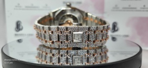 Relógio de diamante Moissanite unissex com mostrador de dois tons, caixa compatível com testador mecânico automático Bling Pass Original - Product Image 5