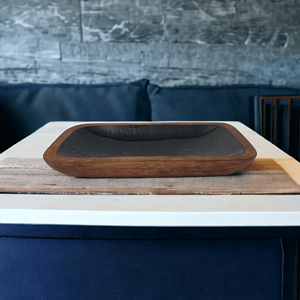 Bandeja pequeña de madera de mango de artesanos indios de esmalte negro para servir Aperitivos en Festival, fiesta, cocina, suministros de Hotel, regalos de madera, artesanías - Product Image 4