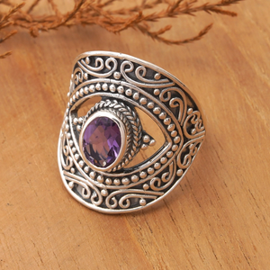Designer 925 Sterling Silver Cute Gemstone <b>Ring</b> Purple Amethyst Eco-friendly Unisex <b>Statement</b> <b>Ring</b> for Parties Anniversaries - Product Image 3