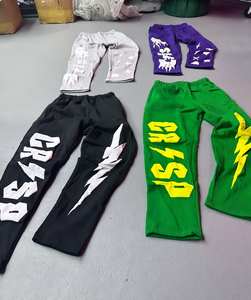 Custom <b>Men</b> Embroidered Streetwear 3D Puff Print French Terry Stacked <b>Sweat</b> <b>Pants</b> High Street Fleece Flare Sweatpants - Product Image 2