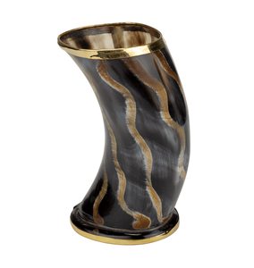 Rustic Luxury Buffalo Horn Drinking <b>Glasses</b> Featuring Smooth Polish Cylinder Shape Premium Brass Finish Reusable Portable <b>Beer</b> - Product Image 4