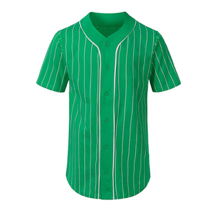 Diseño a rayas OEM estilo personalizado cuello en V botón camisas ropa deportiva béisbol y softbol desgaste Jersey transpirable secado rápido adultos - Product Image 1