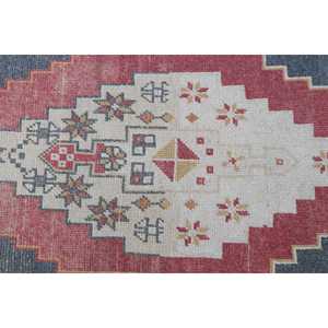 1.6x3.7 ft Vintage Rug, Rug, <b>Red</b> Striped Rug <b>Wool</b> - Product Image 4