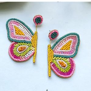 Boucles d'oreilles en perles vintage en or ivoire pour femmes patriotique Memorial Day Orange blanc bleu couleur accessoires de mariage de créateur - Product Image 5