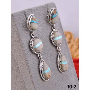 Southwest Handmade Ribbon Royston Turquoise & Sterling <b>Silver</b> <b>Drop</b> <b>Earrings</b> Water <b>Drop</b> Shape for Gift - Product Image 3