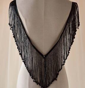 Green Beaded <b>Fringe</b> <b>Trim</b> Heavy Tassel Drips Beads Trimming for Carnival - Product Image 3