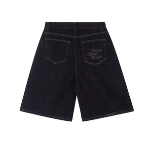 2025 Wholesale Factory Mens Casual <b>Knee</b> Washed Distressed Denim Shorts Mid Waist Straight Loose Fit Breathable Quick Dry - Product Image 3