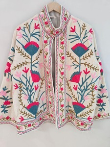 Cardigan rose bohème brodé floral à manches longues et col mandarin, grande taille, vêtement d'extérieur décontracté pour femme, idéal pour le printemps - Product Image 5