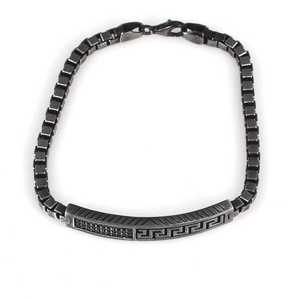 925 Sterling <b>Silver</b> Onyx Stone Greek Motif Cube Chain <b>Bracelet</b> Elegant Crystal <b>Bracelets</b> & <b>Bangles</b> - Product Image 5