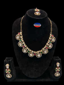 ชุดสร้อยคอหินทองแดง Kundan สไตล์ชาติพันธุ์เครื่องประดับแฟชั่นโลหะผสมสำหรับงานแต่งงานงานหมั้นของขวัญครบรอบ - Product Image 4