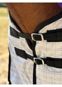 Couverture de cheval respirante en maille avec col amovible - Couverture de cheval d'été protectrice - Couverture combinée pour cheval blanc et violet - Product Image 3