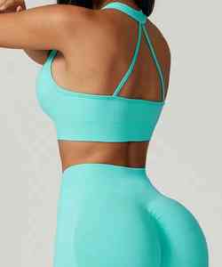 Soutien-gorge et short de sport de yoga sans couture pour femmes 2025 ensemble de vêtements de sport de fitness motif solide - Product Image 4