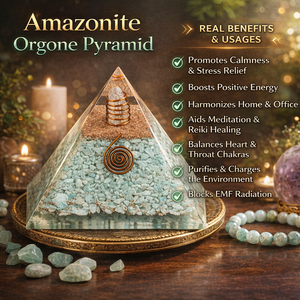 Pyramide en amazonite artisanale de grande taille, spirale en cuivre, énergie orgonique, Feng Shui, vibrations positives, décoration spirituelle bleu ciel - Product Image 2