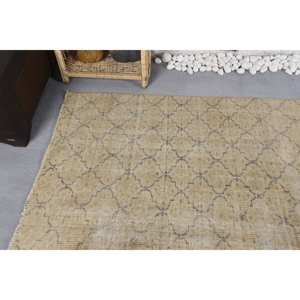 Tapis Turc Vintage Moderne Beige Bleu 5.4X7.4 pieds Classique Grand Rectangle Forme Laine Peluche Pile Latex pour Entrée Patchwork - Product Image 5