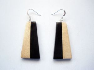 ต่างหูห้อยทำจากเรซินสีทองฟอยล์สีดำสีขาวรูปหัวใจต่างหูทรงสี่เหลี่ยมรูปทรงเรขาคณิตทำจากไม้ - Product Image 5