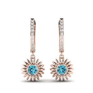 Magnifiques boucles d'oreilles pendantes vintage en argent sterling 925 bleu ciel, sertissage en bézel, cadeau de haute qualité pour la vente en gros - Product Image 3