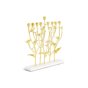 Handcrafted Aluminum Wildflowers Menorah Artistic Floral Customizable <b>Candelabra</b> for Christmas Decoration - Product Image 5