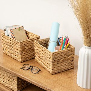 Cesta de mimbre Rectangular para almacenamiento de agua, organizador de contenedores para despensa, tocador de baño decorativo - Product Image 5