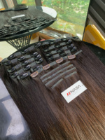 Extensiones de Cabello con Clip, 100% Cabello Virgen Vietnamita, Super Doble Trama, Calidad Premium, Color Negro y Marrón