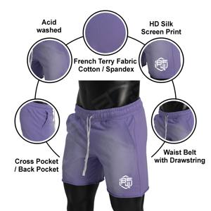 Oem Casual Baggy Sport Gym Ácido Lavado 100% Algodón Personalizado Hombres Impreso Sudor Baloncesto Tallas grandes Pantalones cortos para hombres - Product Image 4