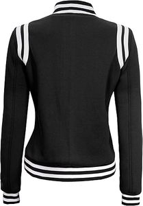 2025 dernière veste d'université pour femmes avec manches en faux cuir corps en mélange de laine et veste d'université pour femmes athlétiques côtelées à rayures - Product Image 6