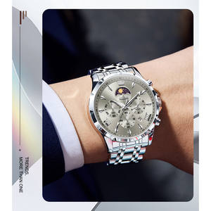 Orologio da uomo di lusso al quarzo OLEVS 3653, cronografo multifunzione con cinturino in ceramica, dettagli in diamante, resistenza all'acqua 30M, con scatola - Product Image 3