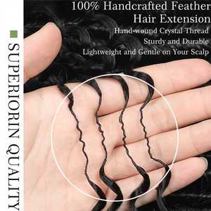 Nuovo Arrivo: <span class=keywords><strong>Extension</strong></span> per Capelli 100% Indiani Vergini Remy, Fatte a Mano, Doppia Trama, Linea Feather, Crochet Deep Wave per Trecce da <span class=keywords><strong>Donna</strong></span> - Product Image 2