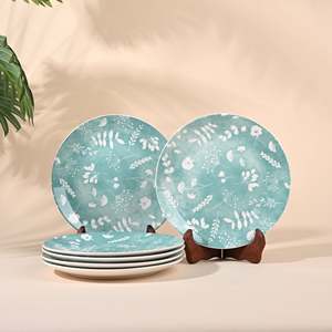 Ensemble de 6 assiettes plates en porcelaine peintes à la main Darla Bohemian, 10,8 pouces, durables, pour les fêtes, personnalisables pour les hôtels - Product Image 1
