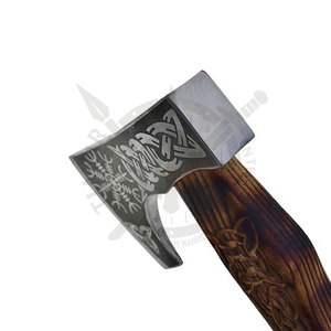 Hache de chasse Viking de qualité industrielle supérieure pour l'extérieur, double lame, manche en bois de rose, logo personnalisé, tête en acier à haute teneur en carbone - Product Image 3